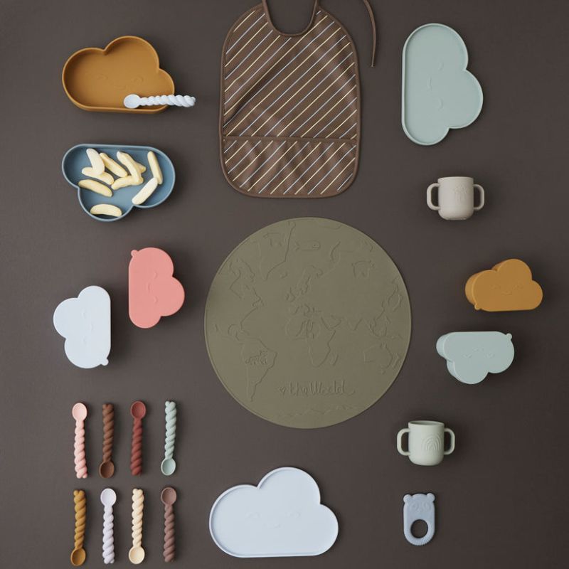 Chloe Cloud Plate & Bowl - Pale mint/Tourmaline