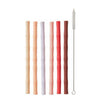 Bamboo Silicone Straw - Pack of 6 - Warm colors