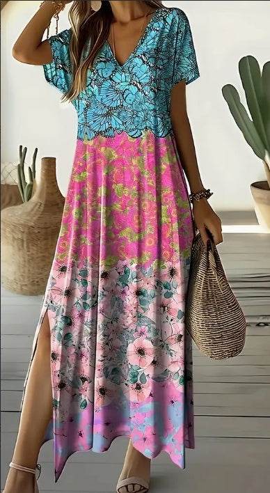 Spring Summer Vacation Resort Beach Slit Boho maxi dress