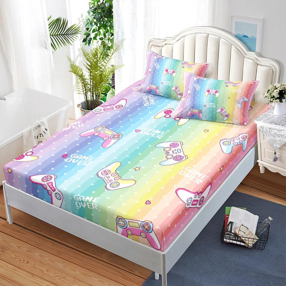 Fitted Sheet Duvet Cover Three-piece Gamepad Cool Mattress Cover