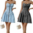 Chic Personality Street Splicing Sling Denim Mini Dress