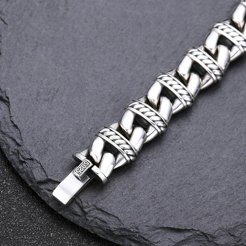 Sterling Silver Pig Nose Bracelet Thick Type Personality