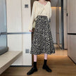 Women High waist Leopard color Midi Skirt