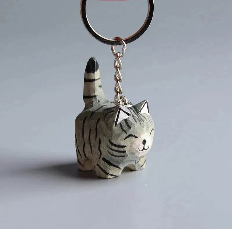 Creative Decorative Hand carved wooden Cat Trinkets Ornaments