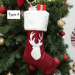 Christmas Stockings Gift Bag Red Hemp Elk Embroidery Christmas Stockings Gift Pendant