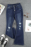 Women's High Waist Ripped Bootcut Jeans – Blue Denim Pants Canada USA