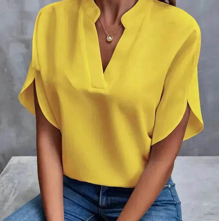 Summer Short-sleeved Chiffon Shirt New V-neck blouse Women's Casual Versatile Clothing Evening Tops for Women