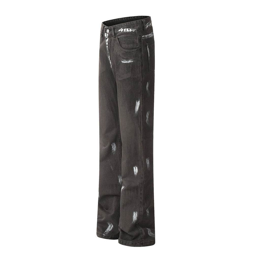 Punk Waste Soil Distressed Men Denim jeans pant Straight-leg Trousers