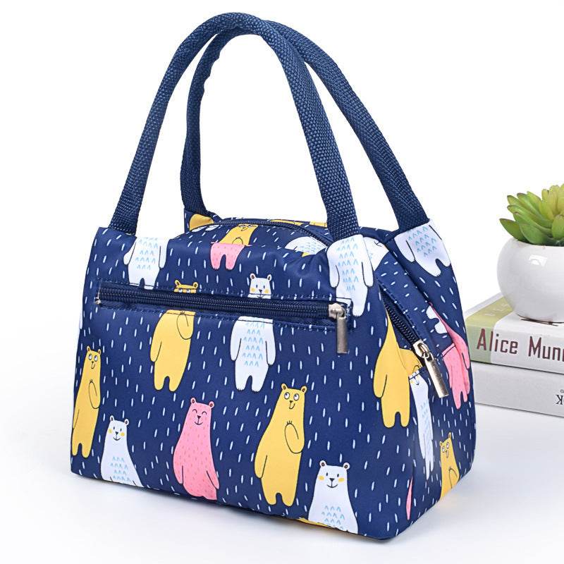 Portable Oxford Printed Insulated Tote Lunch Bag