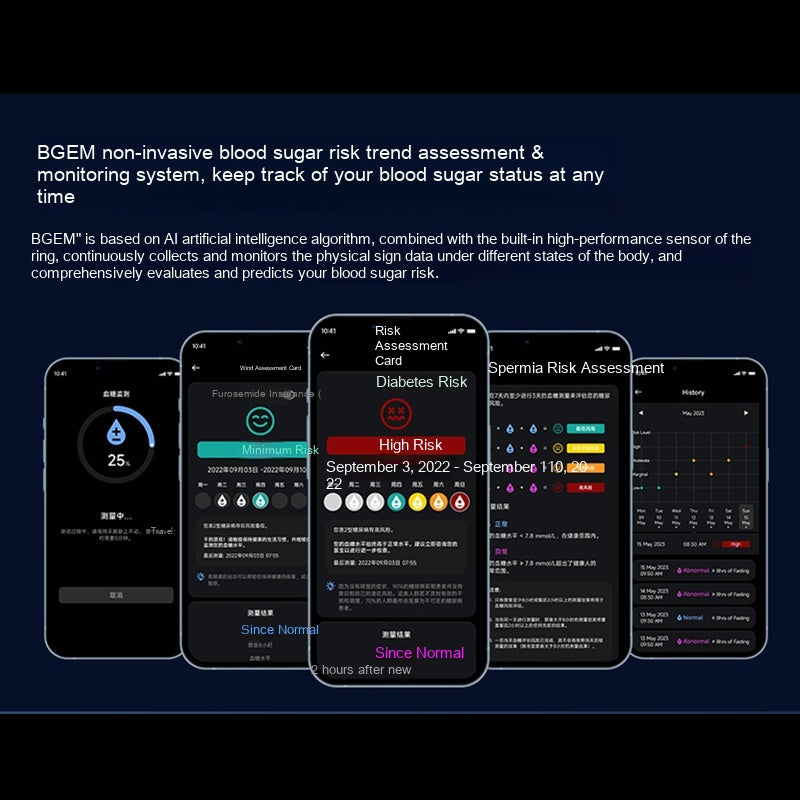 Smart Ring – Blood Sugar Testing, Sleep & Health Monitoring | Obsidian Black, Space Silver, Rose Gold