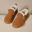 Fashion Round Toe Ankle Boots With Buckle Design Winter Warm Thickened Cotton Shoes Suede Flat Boot For Women