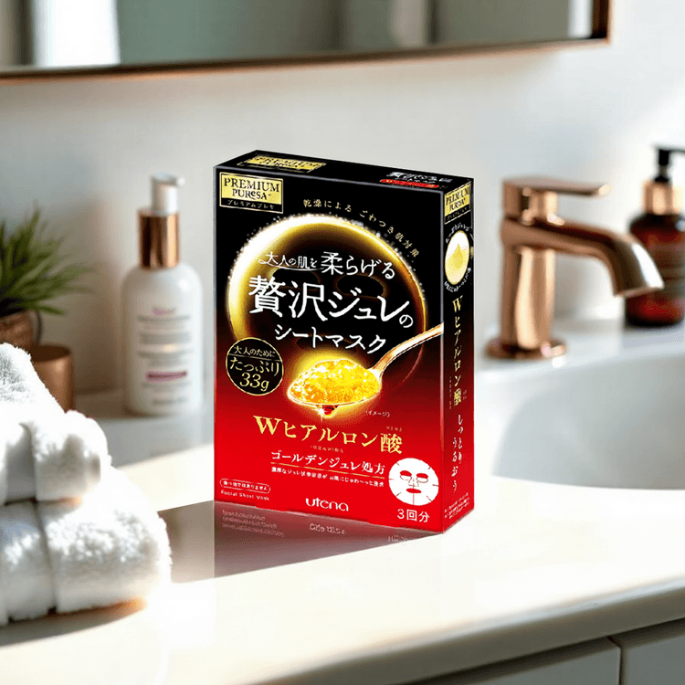 Utena Premium Puresa Golden Jelly Mask 3pcs - Hyaluronic Acid (Red)