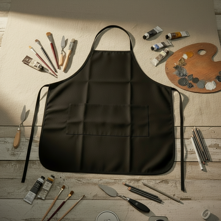 100% Cotton Black Apron With Pockets