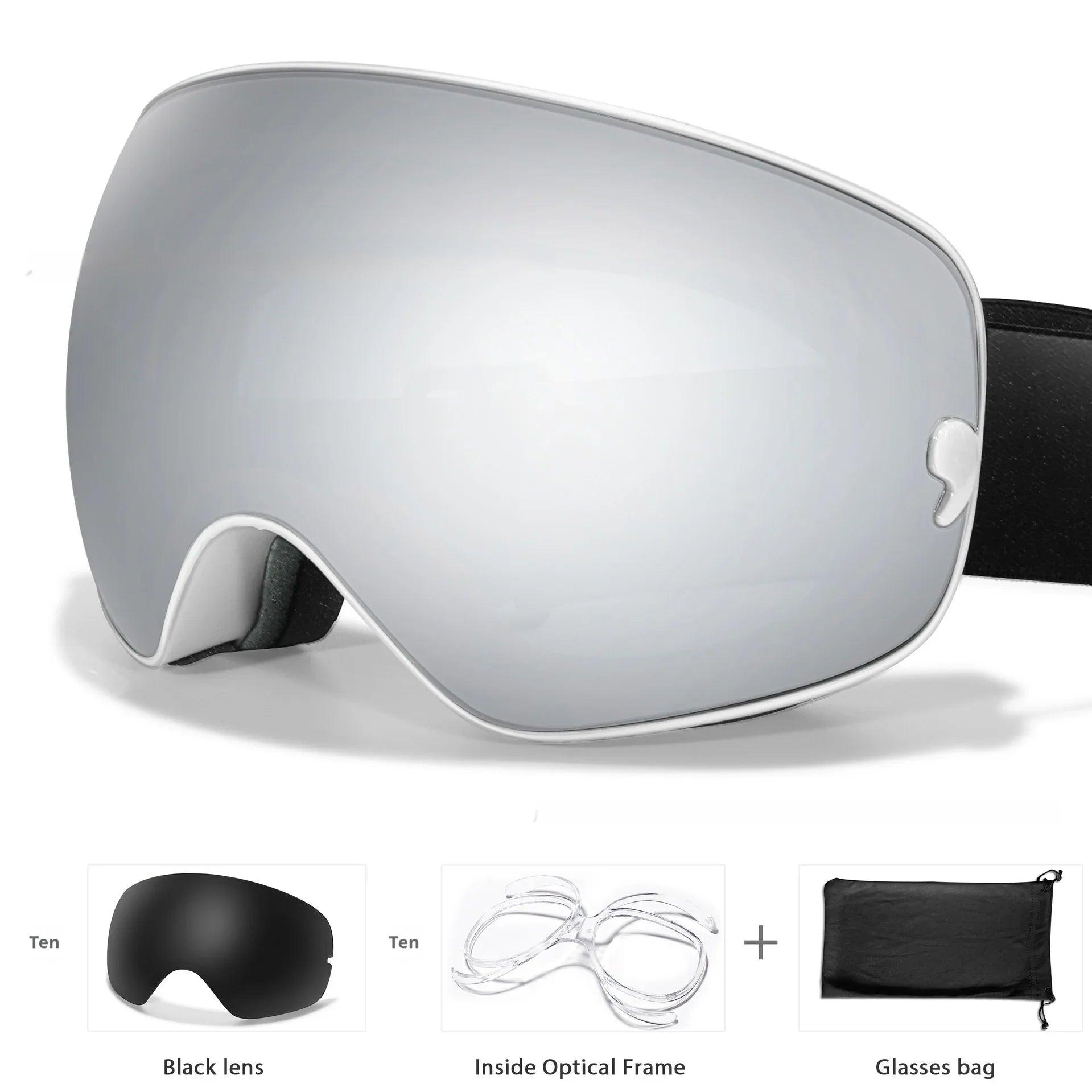 Men's And Women's Anti-fog Card Myopia Glasses Coated Large Spherical Eye Protection Ski Mountaineering Equipment