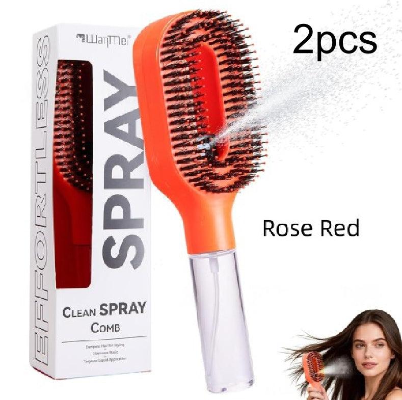 One-Click Spray Hair Brush – Anti-Frizz Detangling Mist Comb for All Hair Types