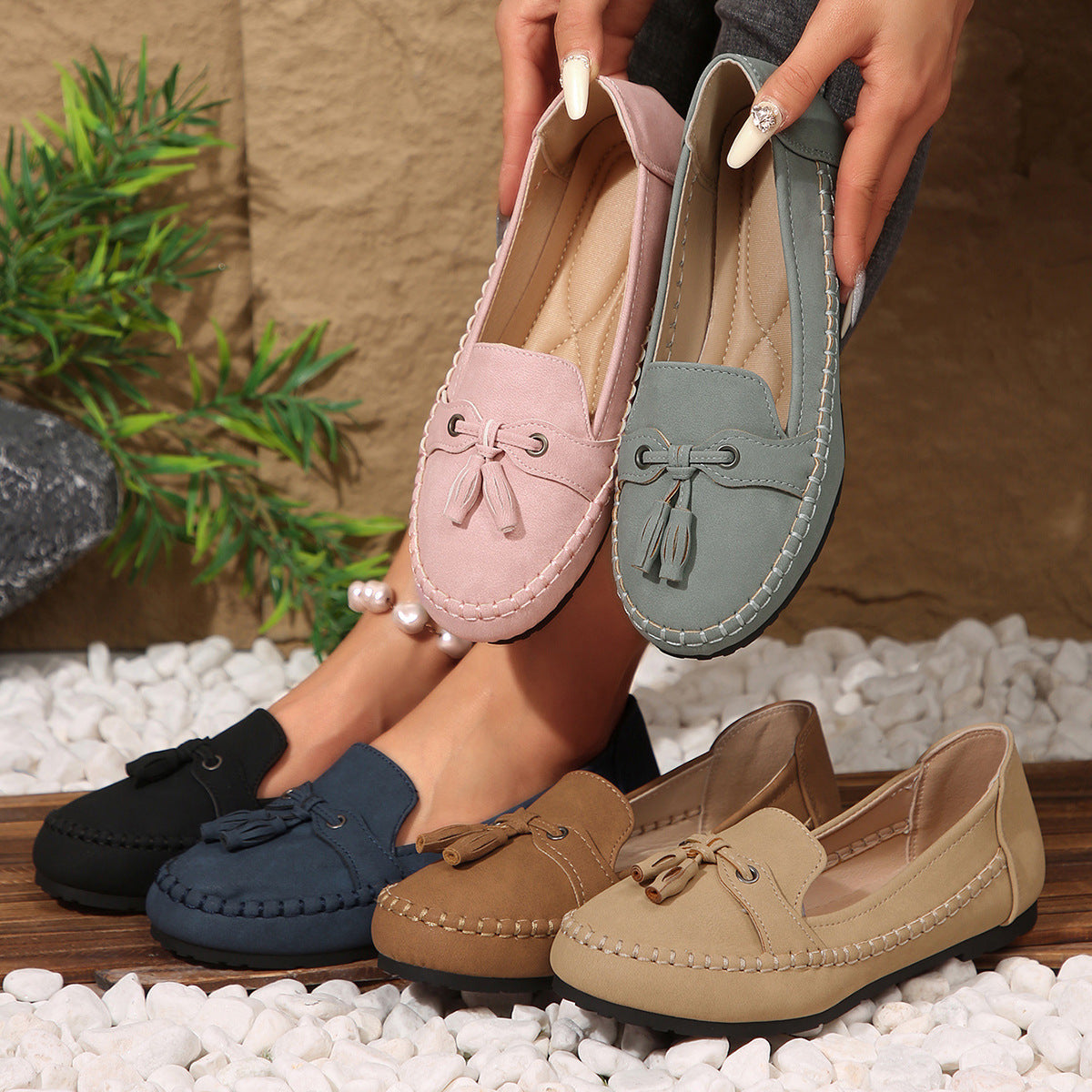 Women's Round Toe Loafers – Non-Slip Soft Comfortable Flat Shoes