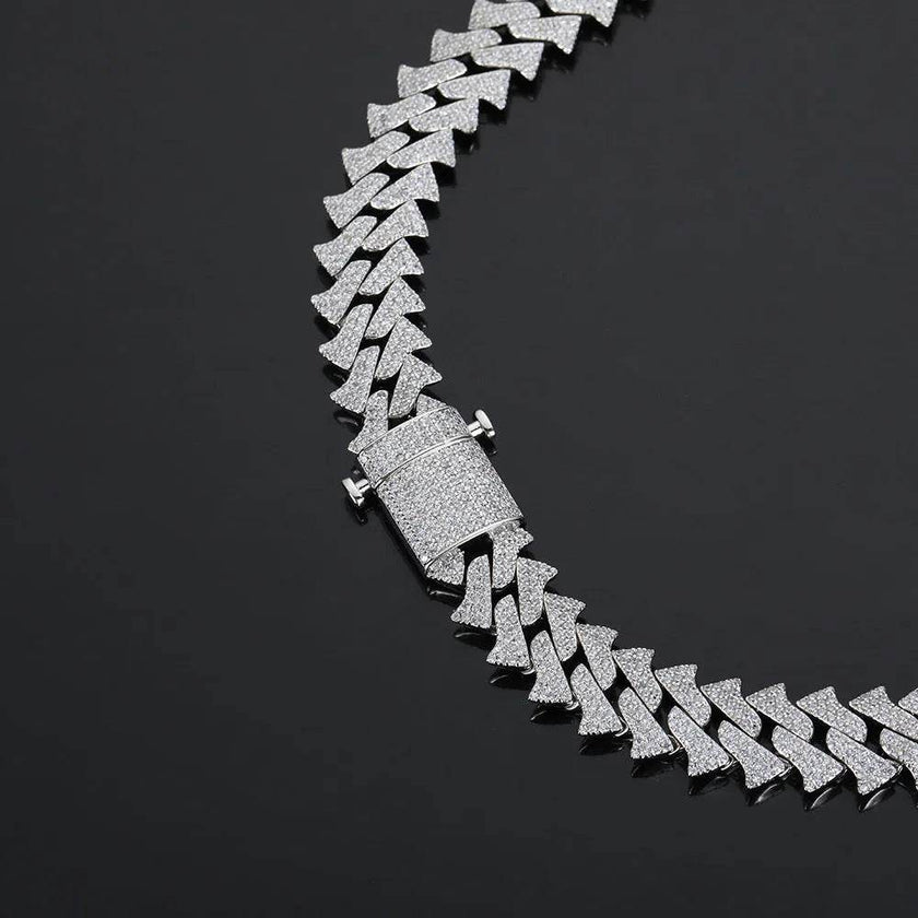 14mm Men's Hip Hop Zircon Thorns Cuban Link Chain