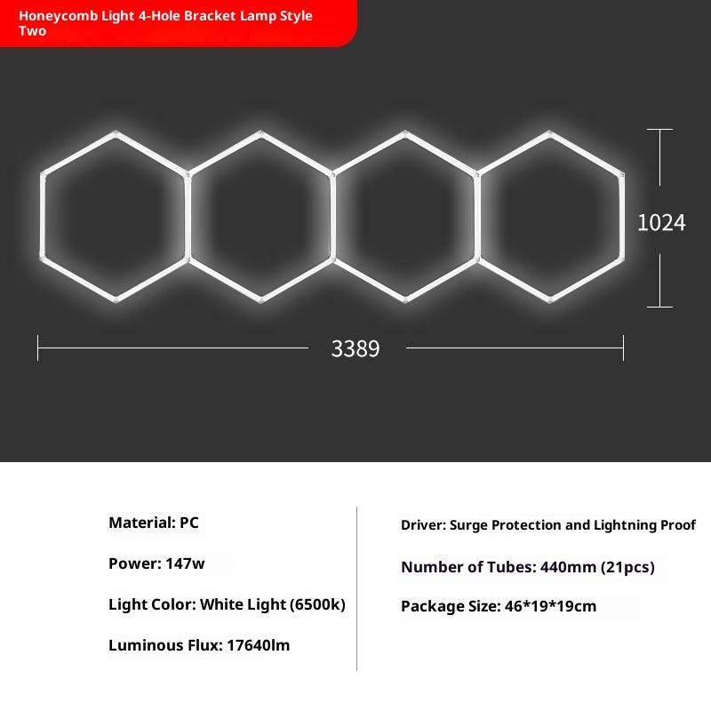 Honeycomb Hexagonal Garage Light 110V, Bracket Mount, Single to Penta Hole Configurations