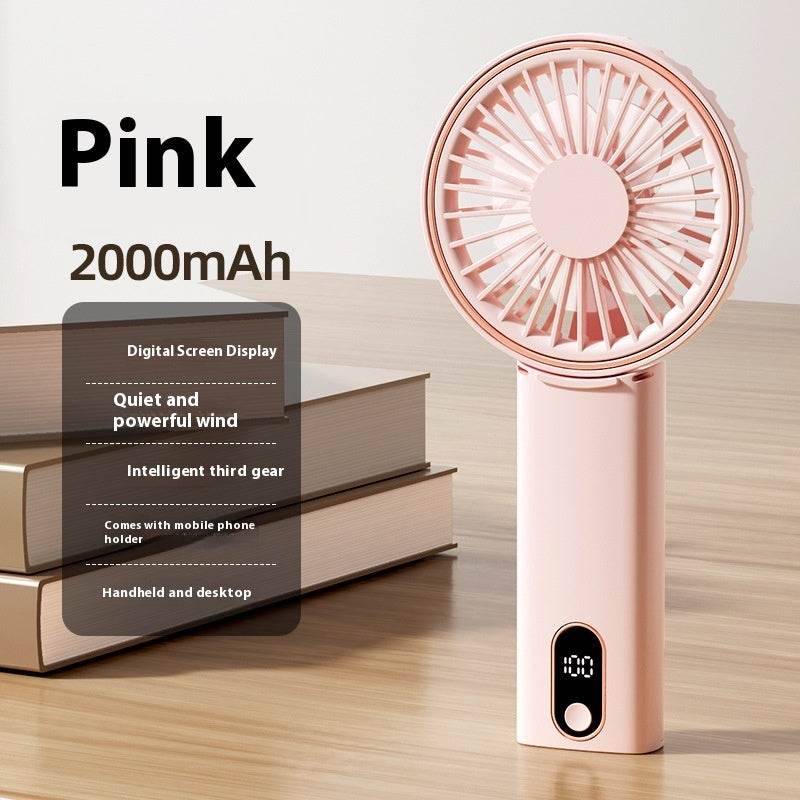 Mini Folding Digital Display Mute Refrigeration Handheld Fan