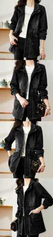 Fashion formal fitted  Zip up Denim Jacket Women