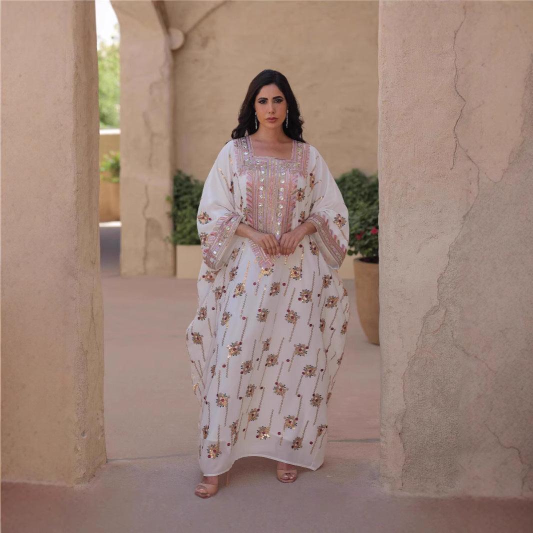 Loose Long Muslim Dress Kaftan With Headscarf