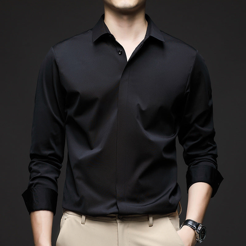 Men's Ice Silk Formal Shirt Half Sleeve Cardigan Canada | EX-STOCK