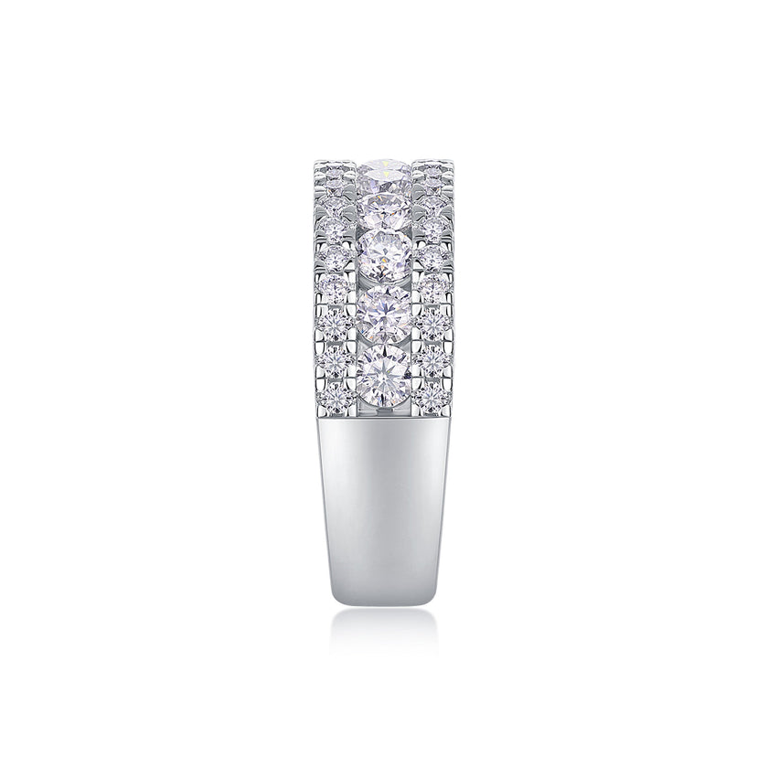 Moissanite Ring – Platinum-Plated 925 Silver | Sizes 5–9 | GRA Certified