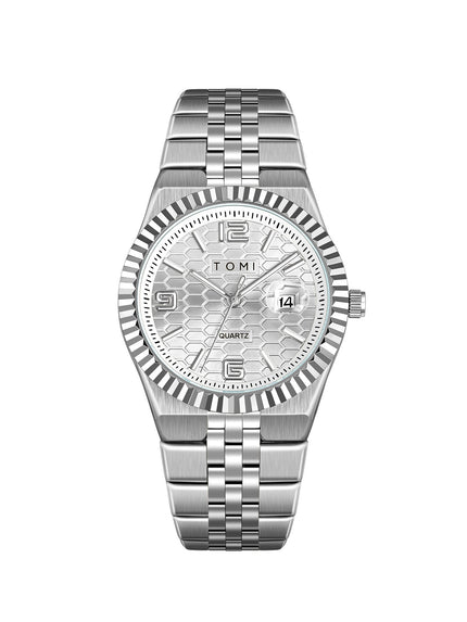Men's Minimalist Quartz Watch – Classic Silver Dial Wristwatch