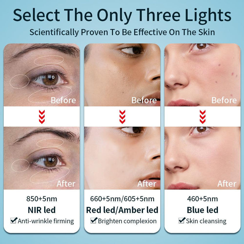 LED Light Therapy Silicone Facial Mask Acne Wrinkle Pigmentation Skin Rejuvenation