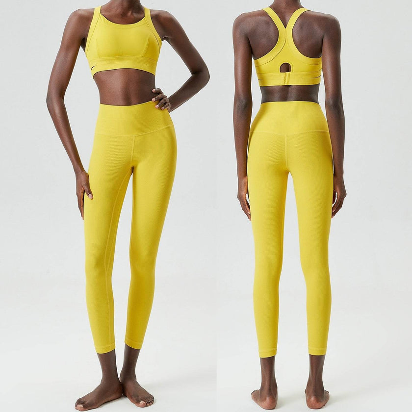 2pcs set Yoga Clothes Sleeveless Crop Workout top and Gym Leggings