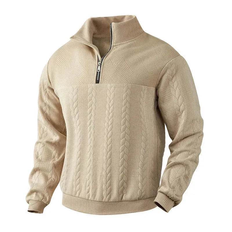 Casual Autumn Winter Half Zip Stand Collar Pullover Sweater top  Men