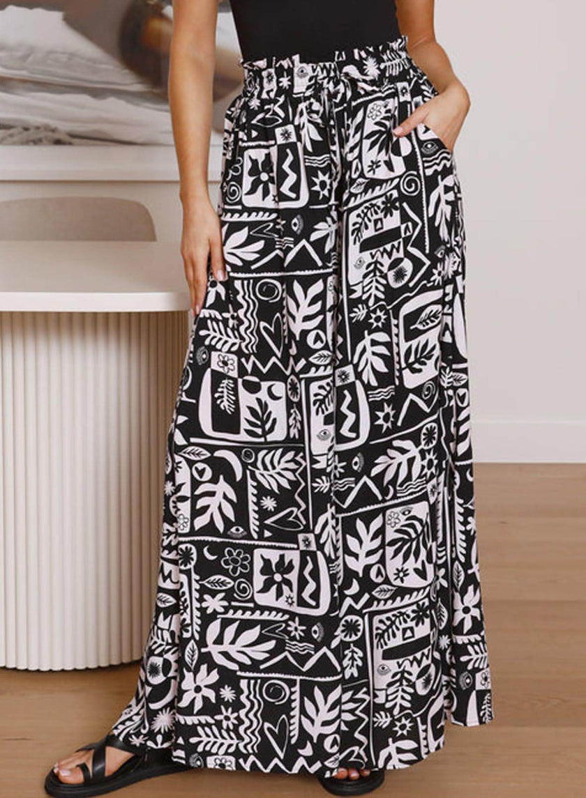 Printed Comfortable Casual High Waist  Wide-leg Floral Palazzo Trousers women