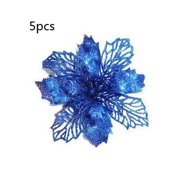 Glitter Artifical Christmas Flowers Christmas Tree Decorations For Home Fake Flowers Xmas Ornaments New Year Decor