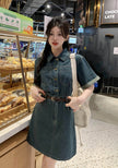 Women's Fashion Casual short sleeve Mini Denim Dress