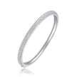 Classic Fashion Bridal Pave AAA Cubic Zirconia Princess Cut CZ Eternity Tennis Stackable Bangle Bracelet For Women, Prom, Wedding Silver Plated 7-7.5 Inch