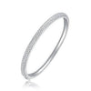 Classic Fashion Bridal Pave AAA Cubic Zirconia Princess Cut CZ Eternity Tennis Stackable Bangle Bracelet For Women, Prom, Wedding Silver Plated 7-7.5 Inch