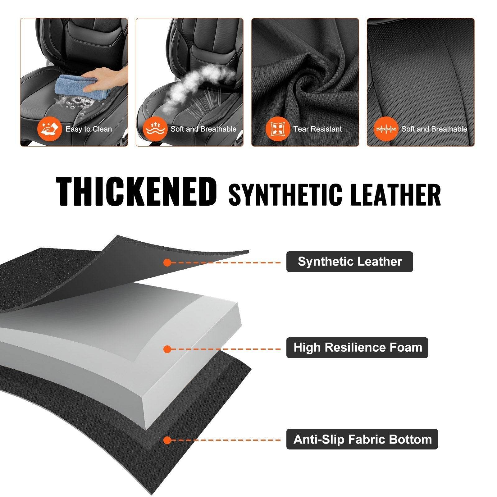 Seat Covers, Universal Car Seat Covers Full Set Seats, Front And Rear Seat, 13pcs Faux Leather Seat Cover, Full Enclosed Design, Detachable Headrest And Airbag Compatible, For Most Car SUV Truck