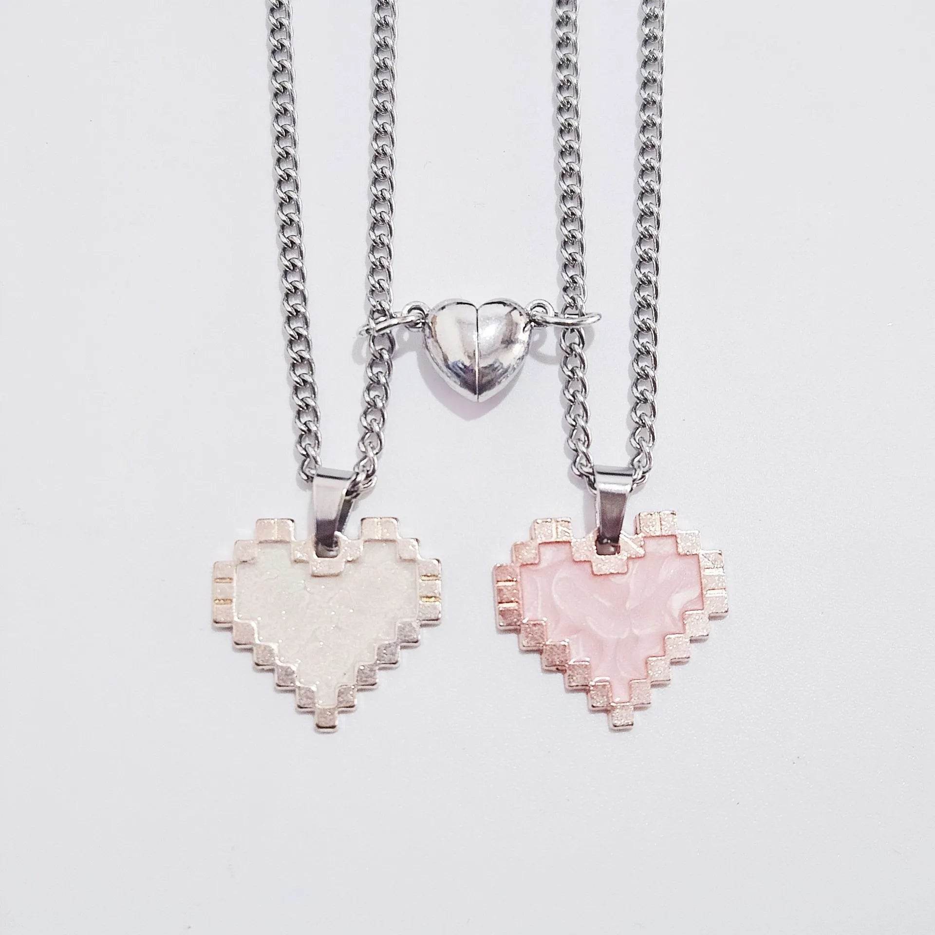 Magnetic Heart-shaped Mosaic Necklace Fashion Personality Couple Love Necklace For Valentine's Day