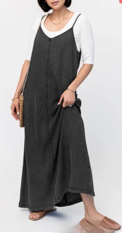 New Suspender Leisure Denim mum loose long Dress