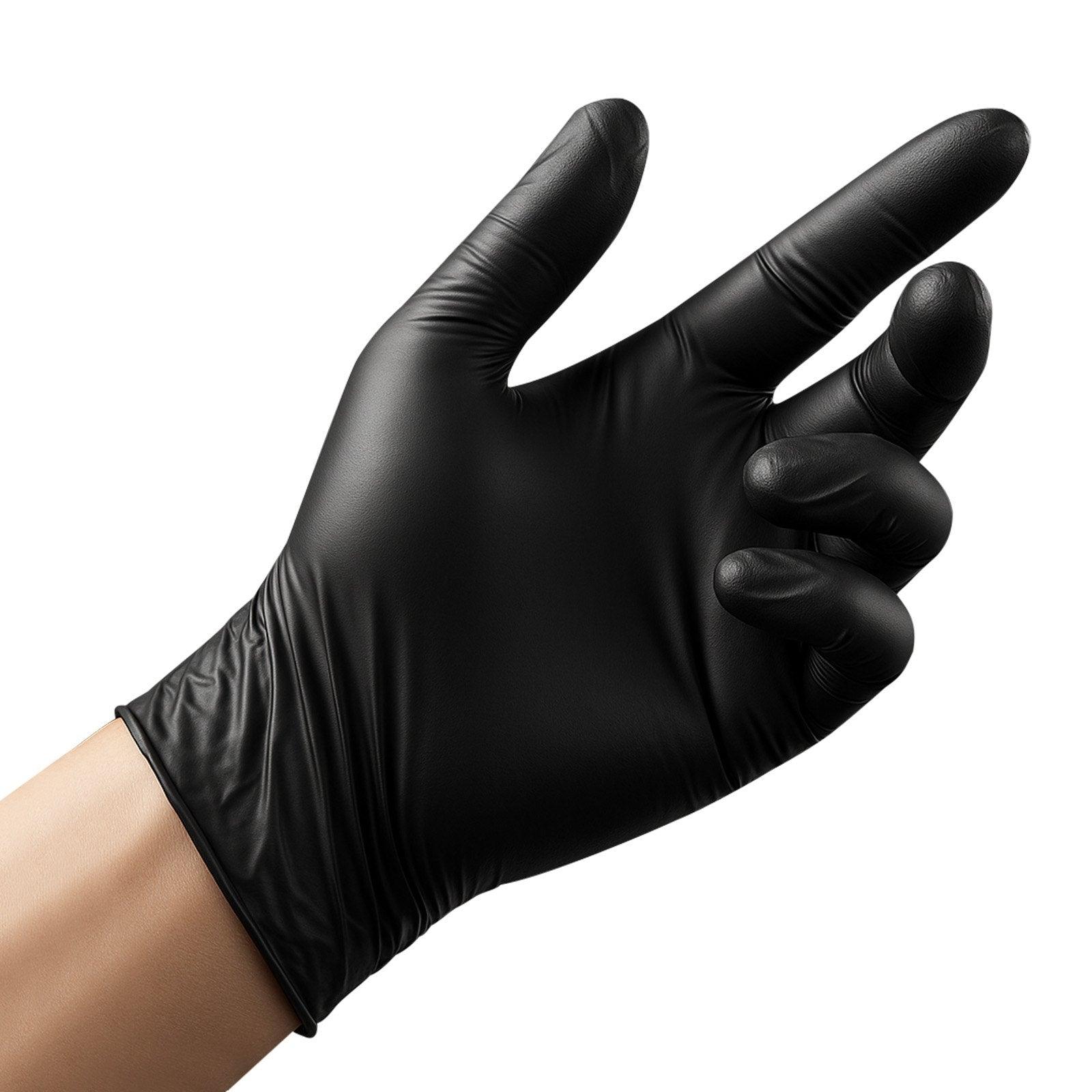 4.5mil Black Nitrile Disposable Gloves 100 Count – Latex-Free Powder-Free Heavy-Duty Gloves Size L