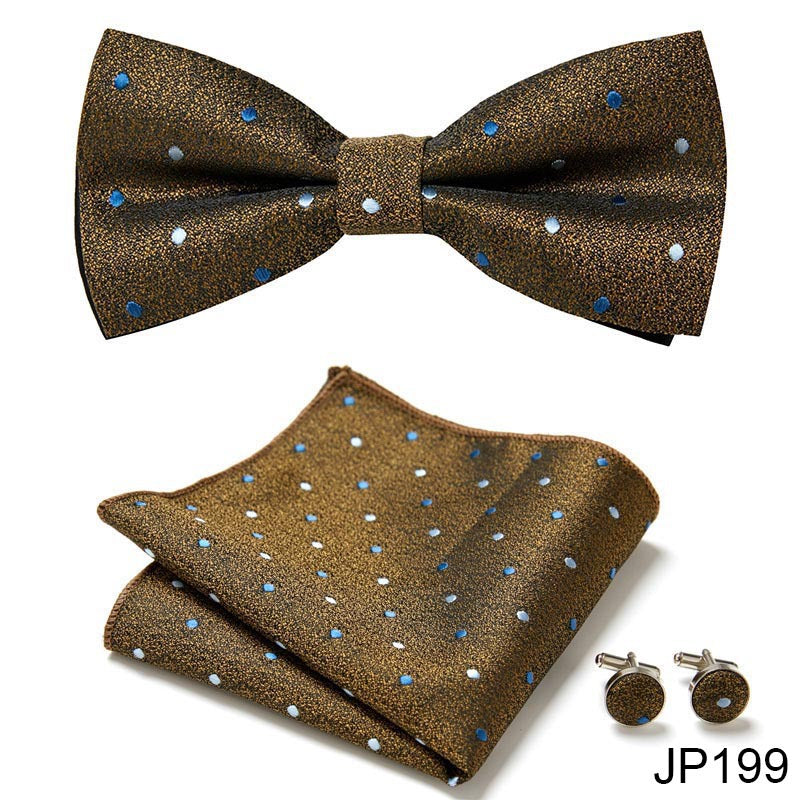 Men's Jacquard Bow Tie Set – Bow Tie, Pocket Square & Cufflinks | 36 Colors | Canada & USA
