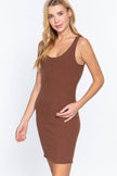 Sleeveless Double Scoop Neck Button Detail Lettuc