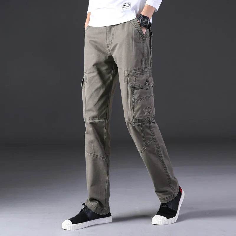 Overalls Men's Outdoor Casual Trousers Pure Cotton Straight Loose Multi-pocket Cargo Pant
