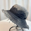 Summer Denim Bucket Hat for women Distressed Sun-proof Face-showing Small Hat