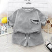 Children's Summer Clothing Casual Plain color Cotton Short Sleeve shirt and Short pant Two-piece Set