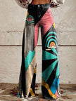 Women's 3D Printed Bootcut Flared Pants – Graphic Print Wide Leg Casual Trousers