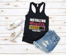 Installing Muscles Please Wait Racerback Tank Top