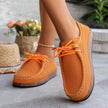 Women's Suede Lace-Up Flat Casual Loafers