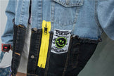 Denim Loose Jacket Women Stylish Graffiti Patch Design