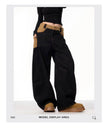 Retro Minority Design Inside-out Wear Stitching Baggy Jeans Pant For Women